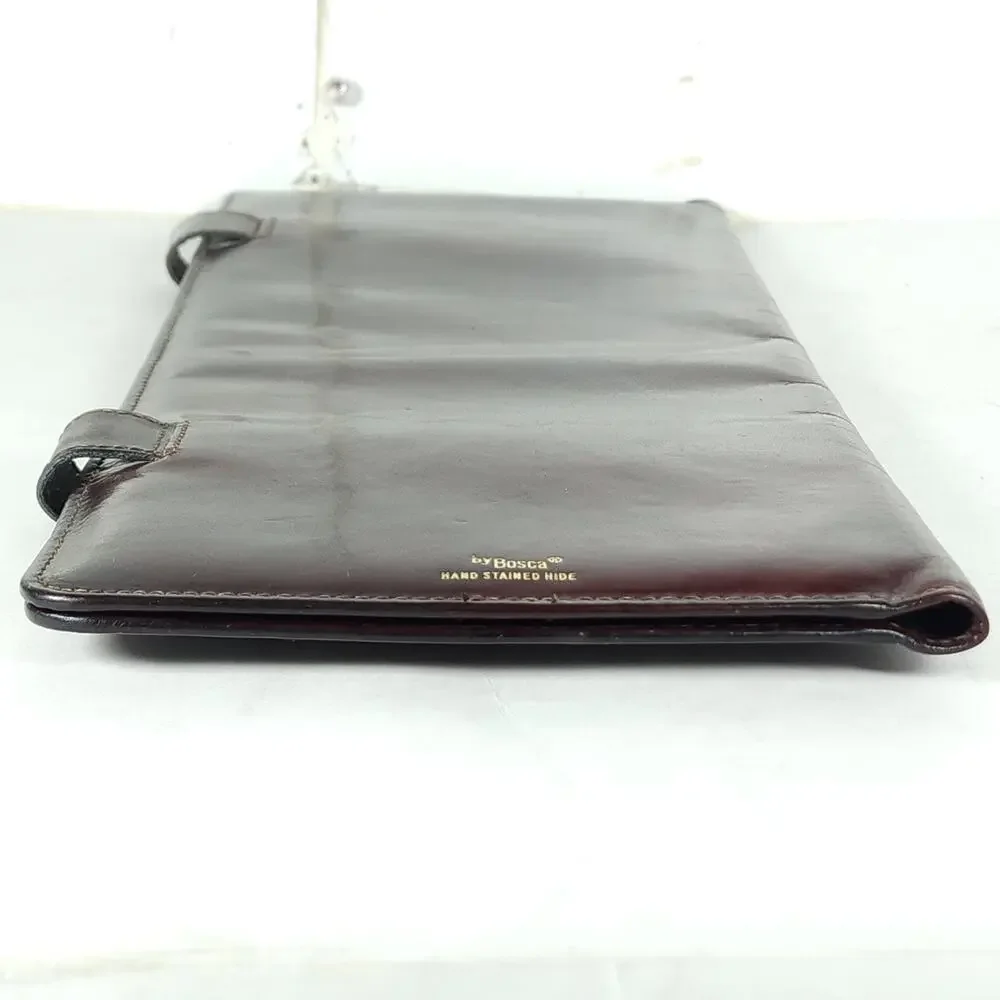Bosca USA Oxblood Hand Stained Leather Portfolio Travel Tie Organizer Case